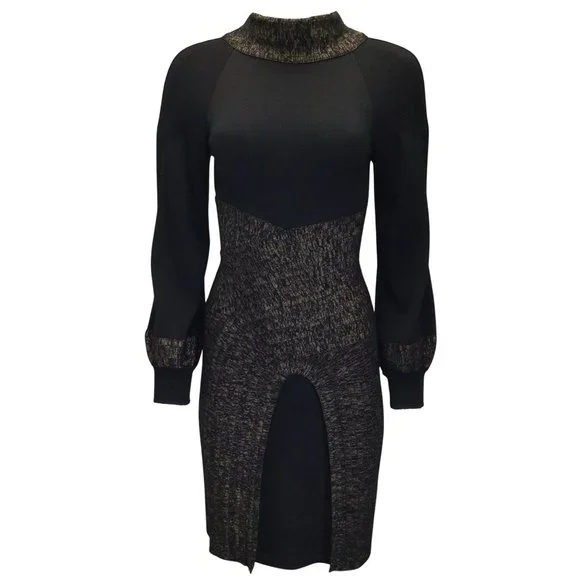 slim fit dress slacks Chanel Boutique Black Wool Coat Dress with Gold Chanel Buttons main image 1
